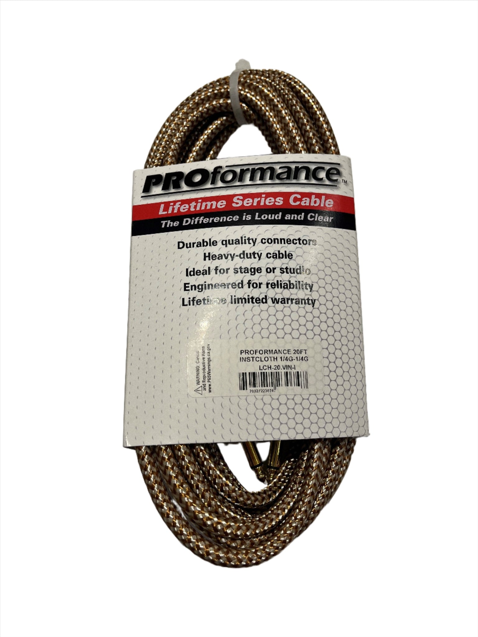 PROformance LCH20VIN 20' Woven Cloth Instrument Cable (Vintage)
