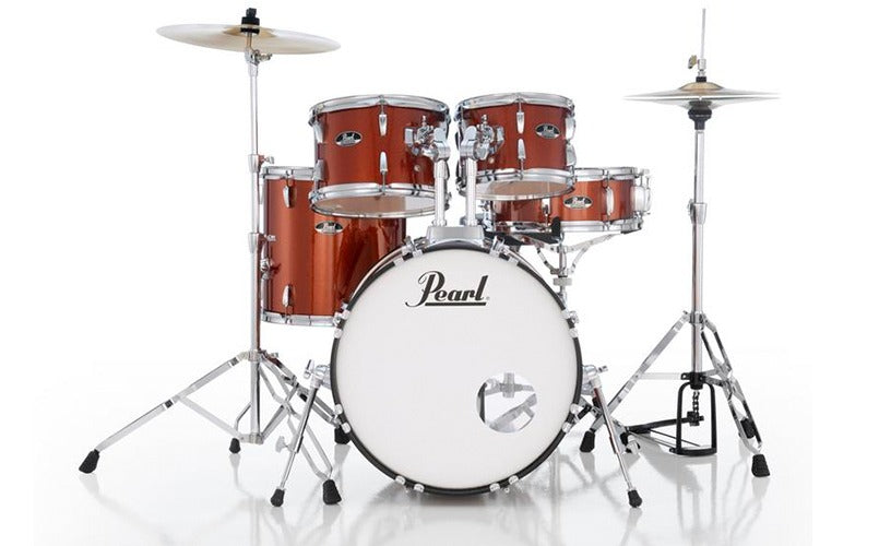 PEARL RS525SCC749 Roadshow 5 Piece Drumset w/ Cymbals (Burnt Orange Sparkle) (10,12,16)