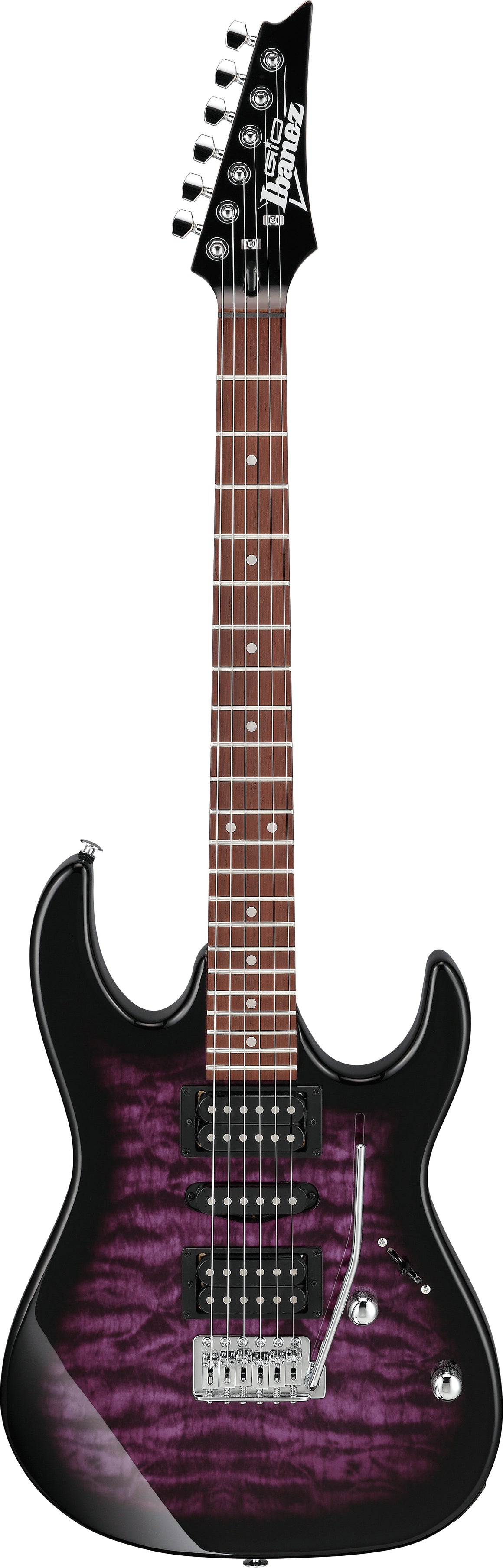 Ibanez GRX70QATVT Gio Series Double Cutaway Electric Guitar (Purple Quilt)