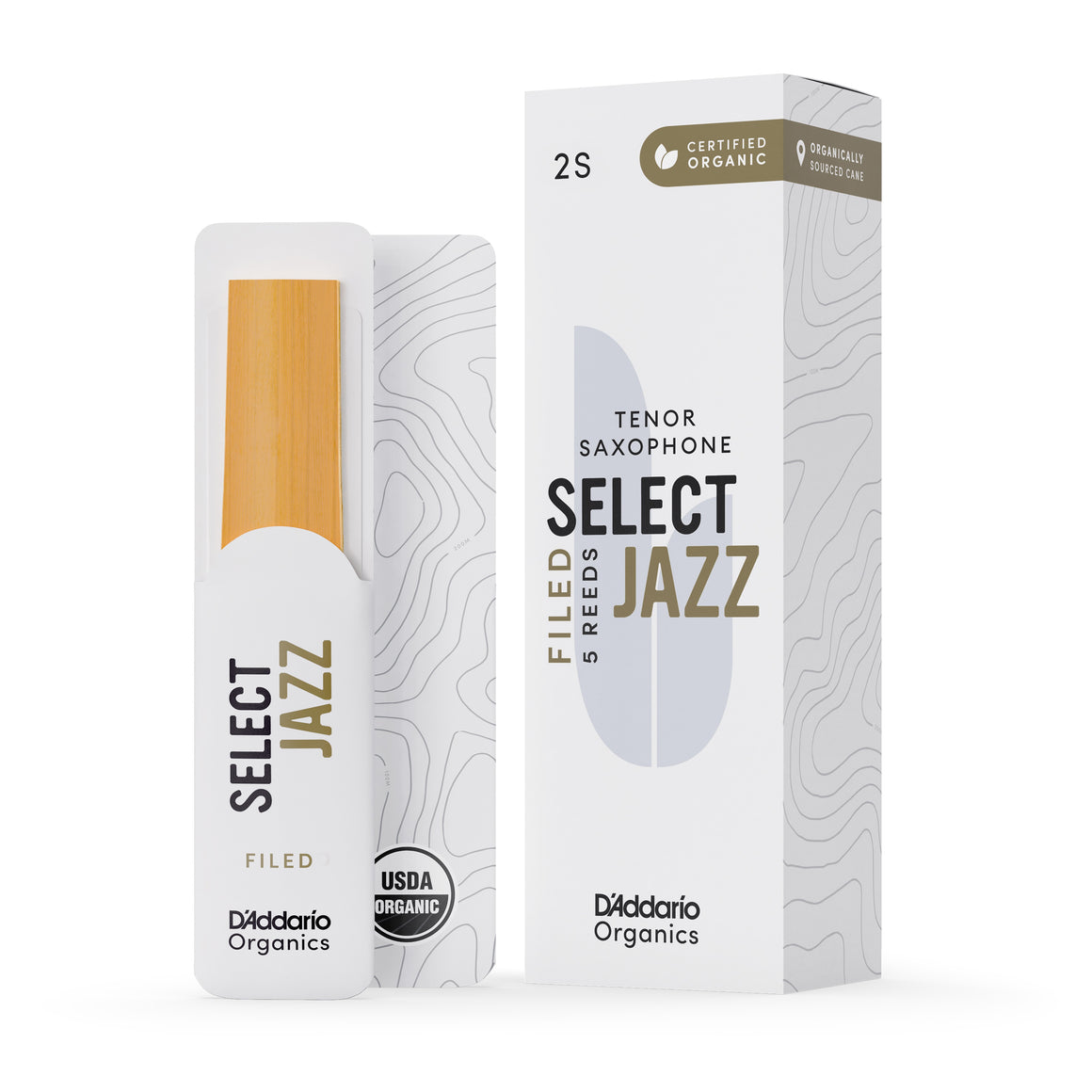 RICO JAZZ SELCT ORSF05TSX2S #2S Organic Select Jazz Filed Tenor Saxophone Reeds, 5-pack