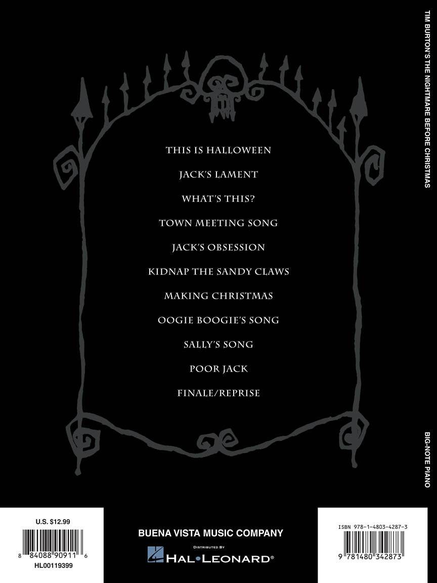 HAL LEONARD 00119399 Tim Burton's The Nightmare Before Christmas - Big-Note Piano - Ray's Midbell Music