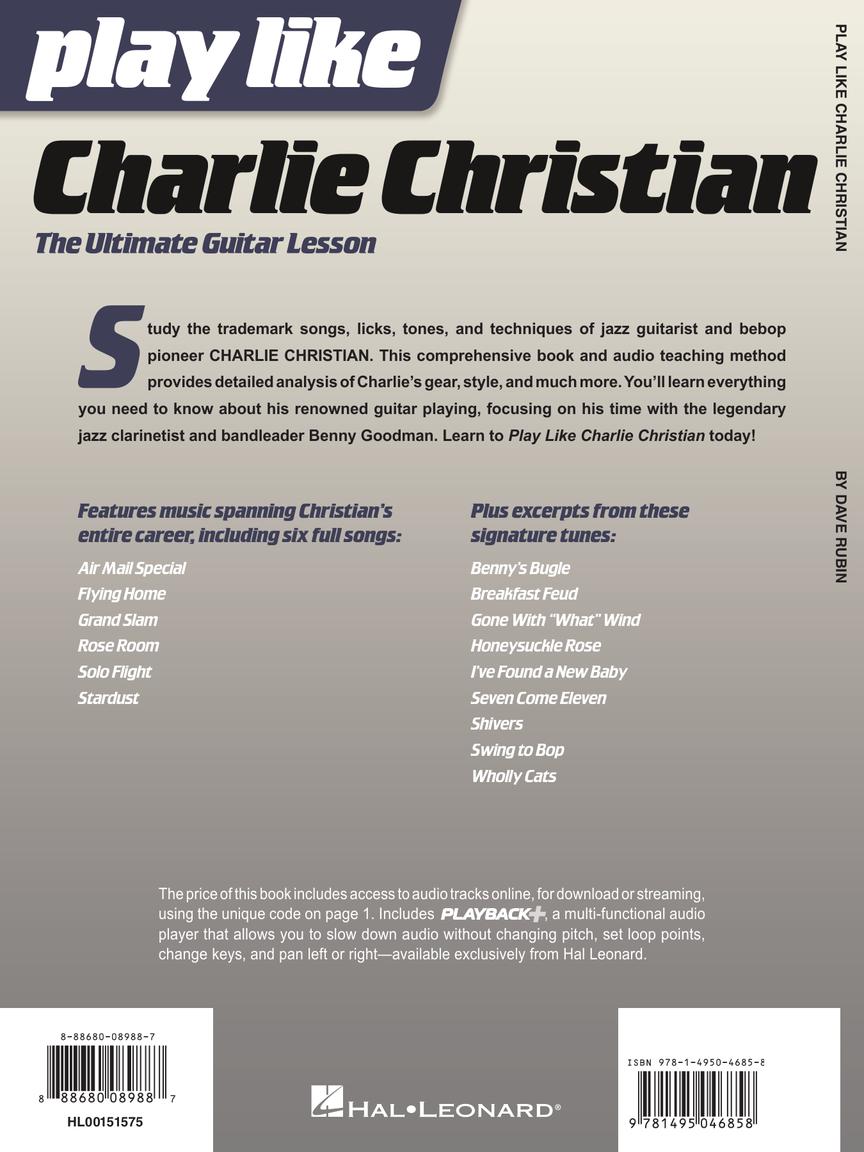 HAL LEONARD 00151575 Play like Charlie Christian - The Ultimate Guitar Lesson Book with Online Audio Tracks