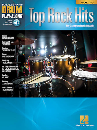 HAL LEONARD 00256655 Top Rock Hits - Drum Play-Along Volume 49