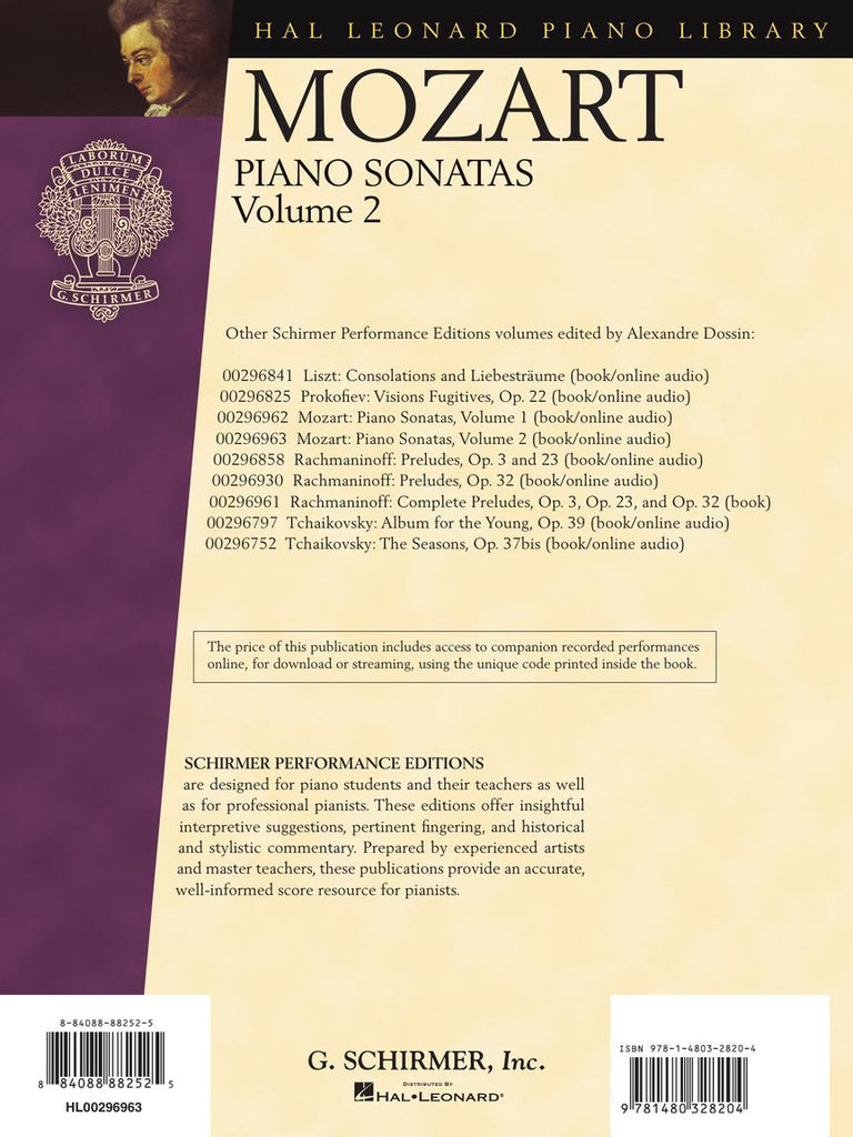 HAL LEONARD 00296963 Piano Sonatas, Volume 2 - Schirmer Performance Editions