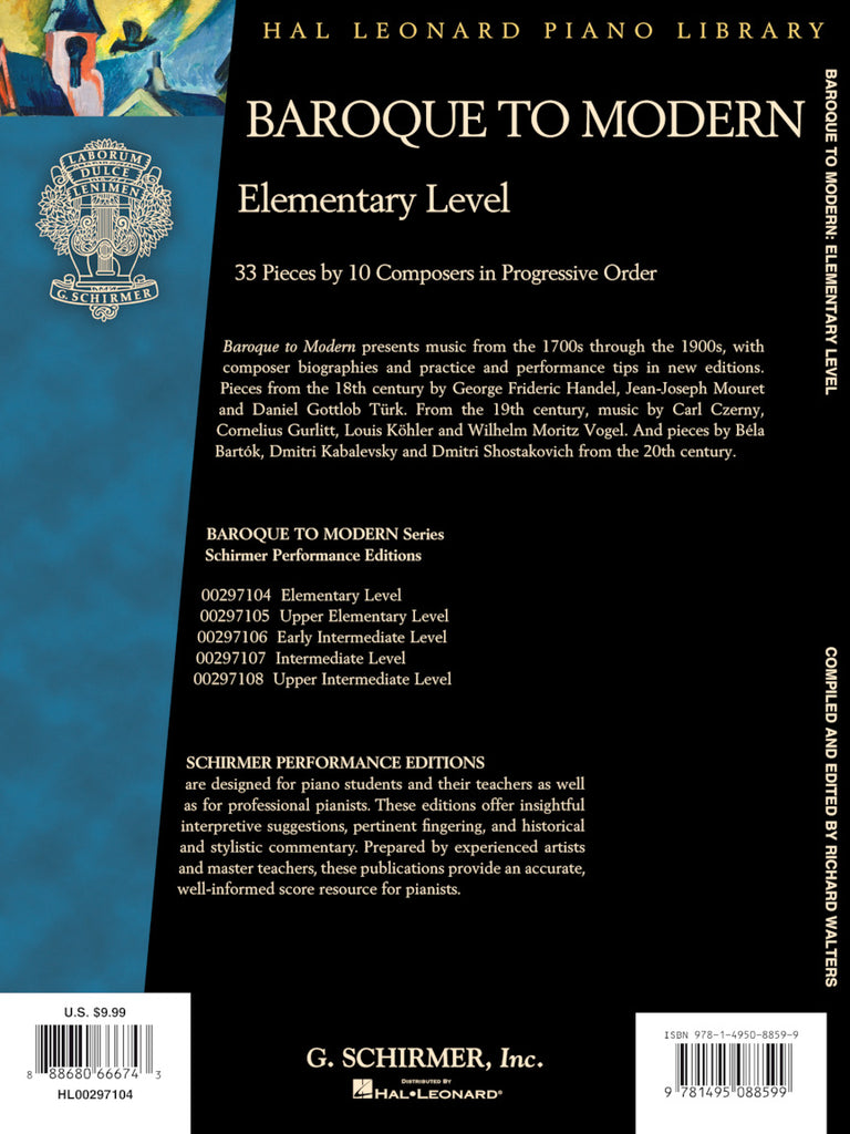 G.schirmer 00297104 Baroque to Modern: Elementary Level