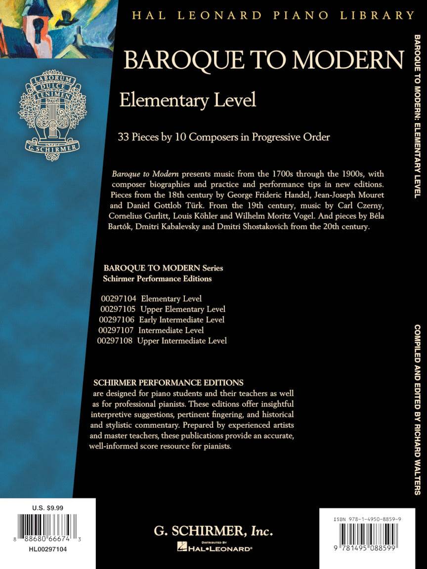 G.schirmer 00297104 Baroque to Modern: Elementary Level - Ray's Midbell Music