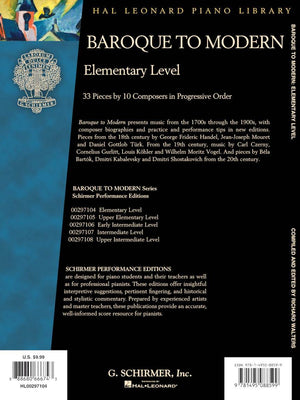 G.schirmer 00297104 Baroque to Modern: Elementary Level - Ray's Midbell Music
