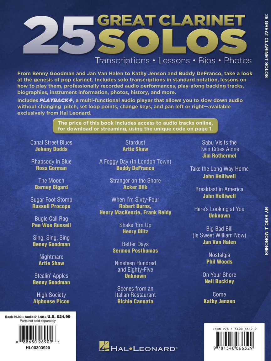HAL LEONARD 00303920 25 Great Clarinet Solos - Ray's Midbell Music