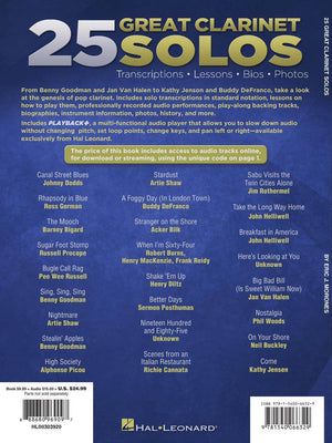 HAL LEONARD 00303920 25 Great Clarinet Solos - Ray's Midbell Music