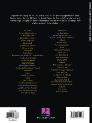 HAL LEONARD 00322931 First 50 Songs You Should Play on Oboe - Ray's Midbell Music