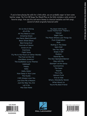 HAL LEONARD 00322942 First 50 Songs You Should Play on Cello - A Must-Have Collection of Well-Known Songs, Including Many - Ray's Midbell Music