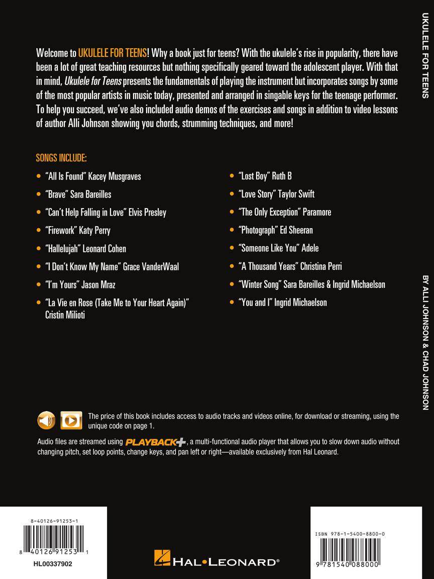 HAL LEONARD 00337902 Hal Leonard Ukulele for Teens Method - A Fun Method Using Songs from Today's Top Artists - Ray's Midbell Music