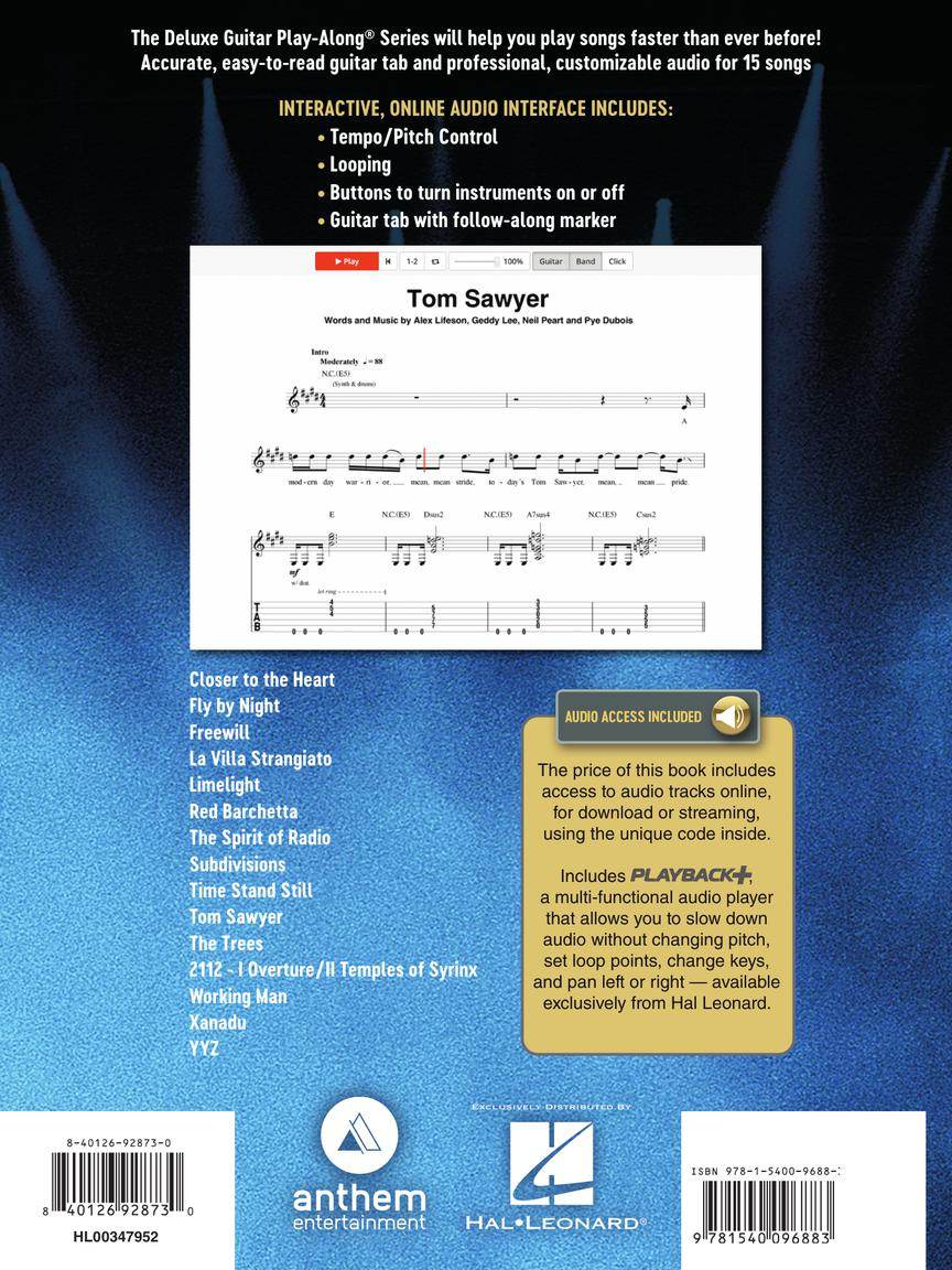 HAL LEONARD 00347952 Rush - Deluxe Guitar Play-Along Volume 26 - Ray's Midbell Music