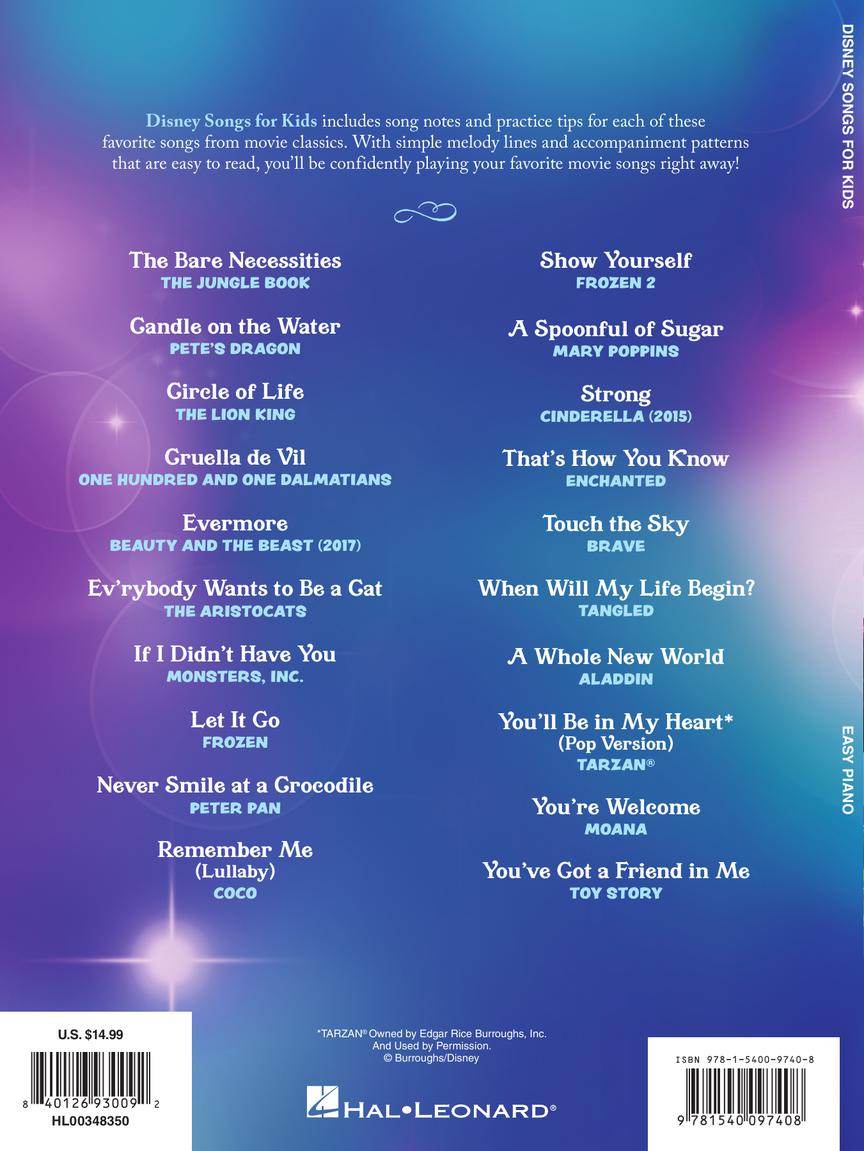 HAL LEONARD 00348350 Disney Songs for Kids Easy Piano - Ray's Midbell Music