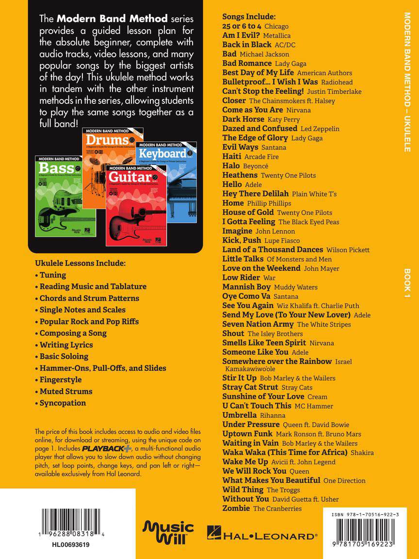 HAL LEONARD 00693619 Modern Band Method - Ukulele, Book 1 - A Beginner's Guide for Group or Private Instruction - Ray's Midbell Music
