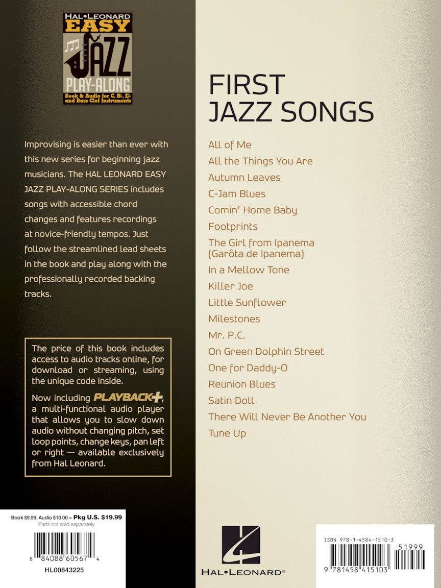 HAL LEONARD 00843225 First Jazz Songs - Easy Jazz Play-Along Volume 1 - Ray's Midbell Music