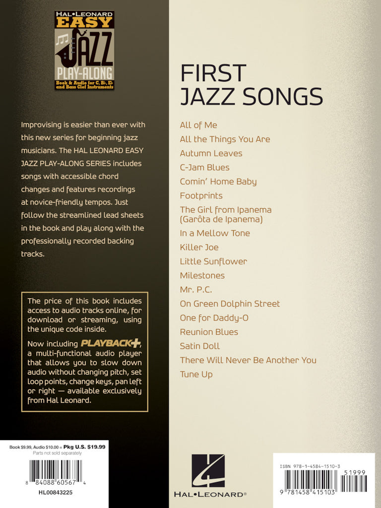 HAL LEONARD 00843225 First Jazz Songs - Easy Jazz Play-Along Volume 1