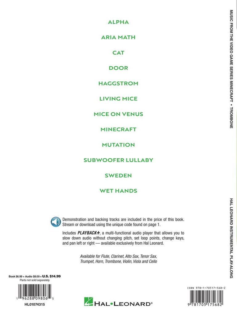 HAL LEONARD 01074315 Minecraft - Music from the Video Game Series - Trombone Play-Along