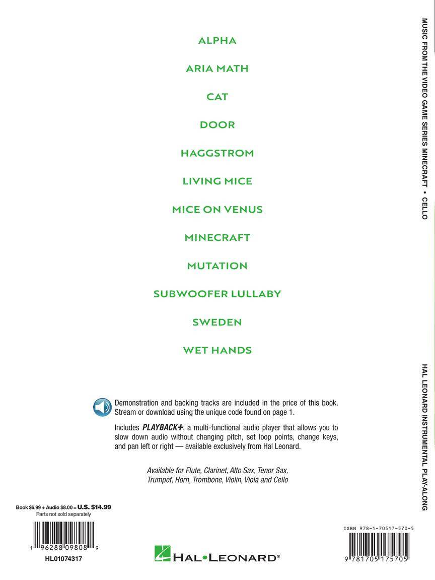 HAL LEONARD 01074317 Minecraft - Music from the Video Game Series - Cello Play-Along - Ray's Midbell Music