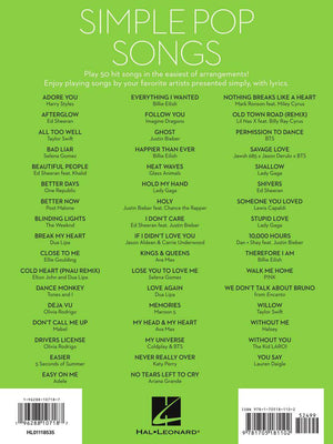 HAL LEONARD 01118535 Simple Pop Songs - The Easiest Easy Piano Songs - Ray's Midbell Music