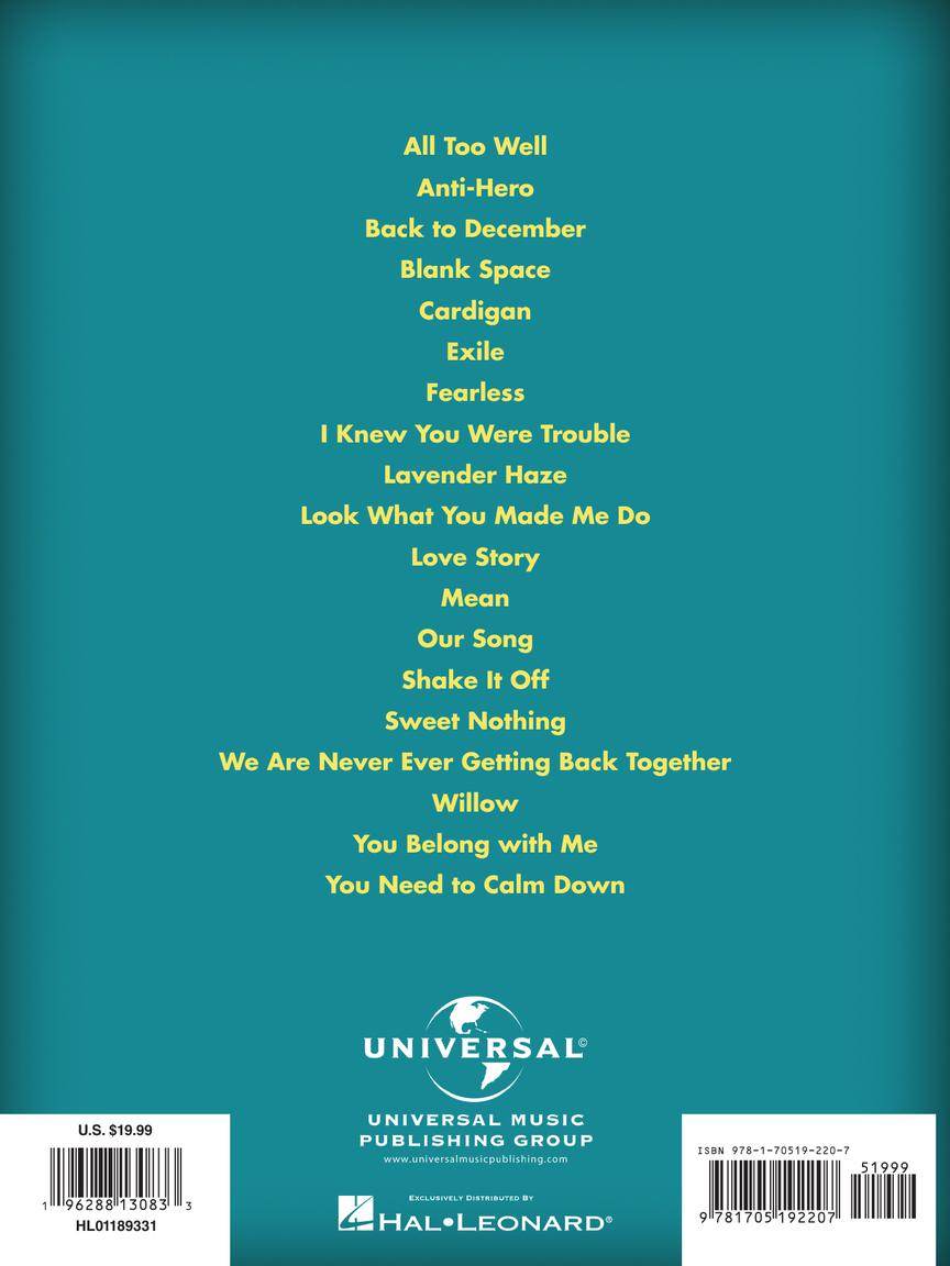 HAL LEONARD 01189331 Taylor Swift - 2nd Edition - E-Z Play Today #325 - Ray's Midbell Music