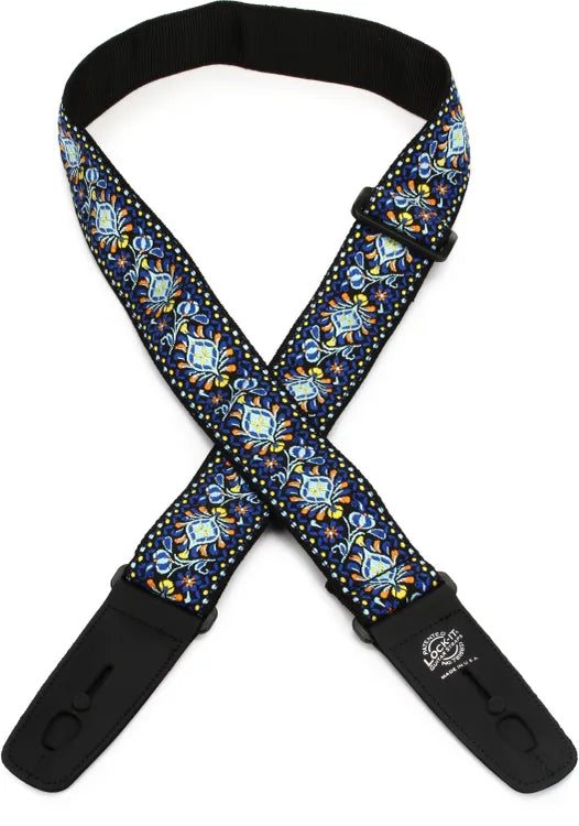 Lock It LIS062BC 2" Retro Vintage Guitar Strap (Blue Chill)