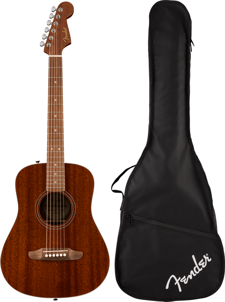 FENDER 0974103121 California Standard Redondo Mini Acoustic Guitar with Bag ( Natural Sapele )