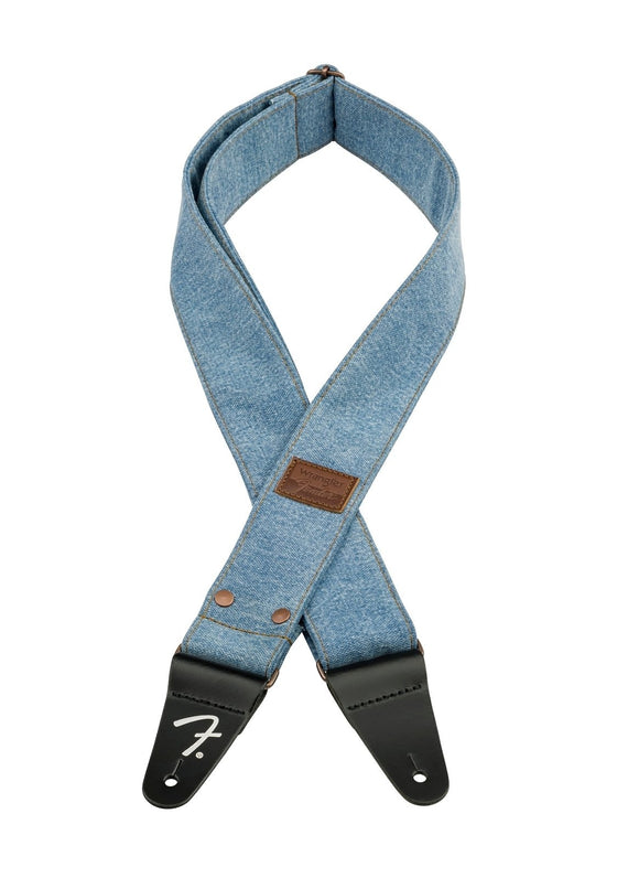 FENDER 0990638002 Riveted Denim Strap, Light Indigo