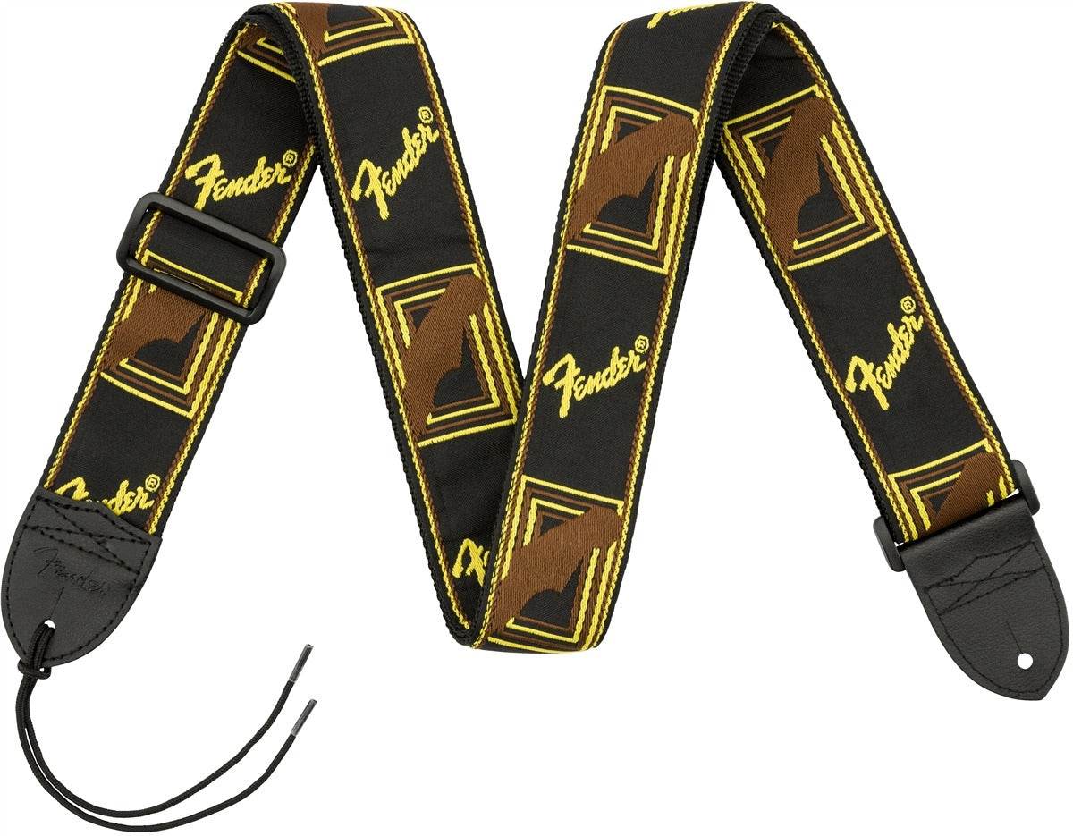 FENDER 0990681000 Monogrammed Black/Yellow/Brown Guitar Strap - Ray's Midbell Music
