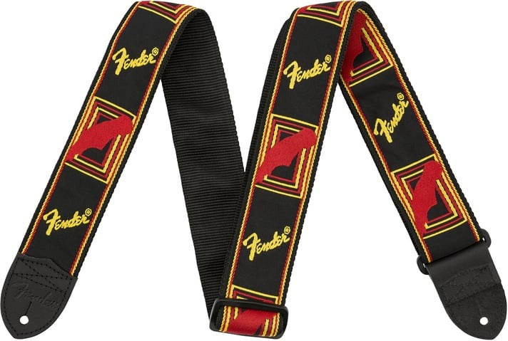 FENDER 0990681500 Monogrammed Guitar Strap (Black/Yellow/Red)