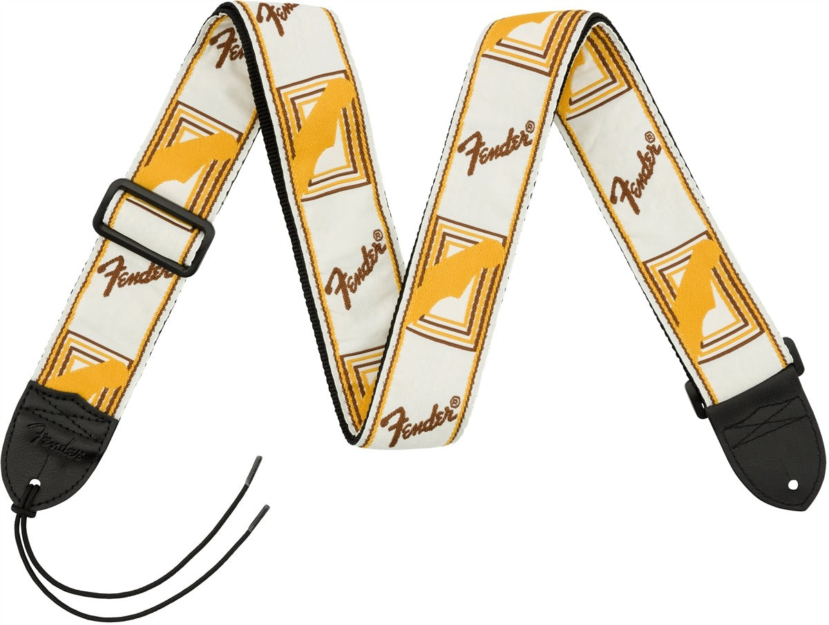 FENDER 0990683000 2" Monogrammed Strap, White/Brown/Yellow