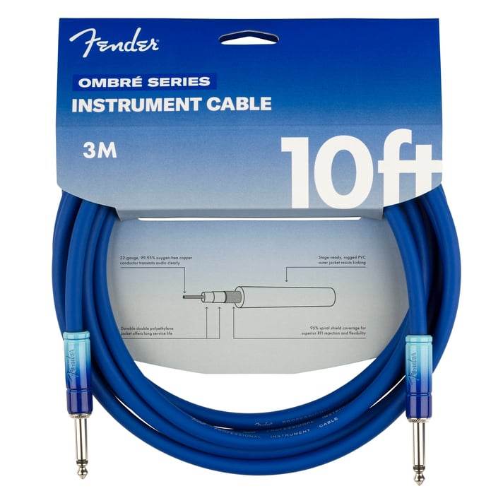 FENDER 0990810210 10' Ombré Instrument Cable (Belair Blue) - Ray's Midbell Music