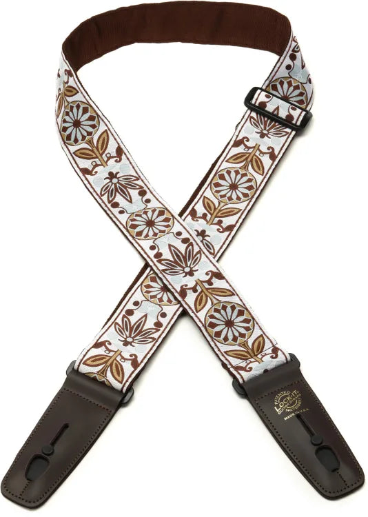 Lock It LIS306J40 2" Jacquard Strap w/ Locking System, White/Brown Floral