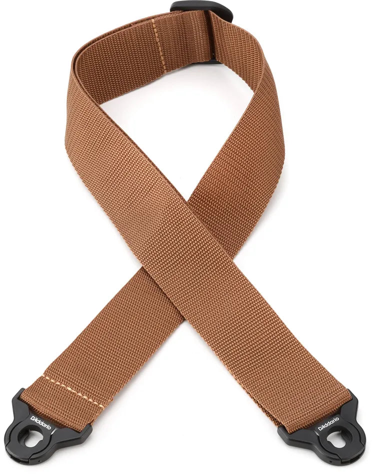 D"ADDARIO PWSAL409 Auto Lock Locking Guitar Strap, Brown