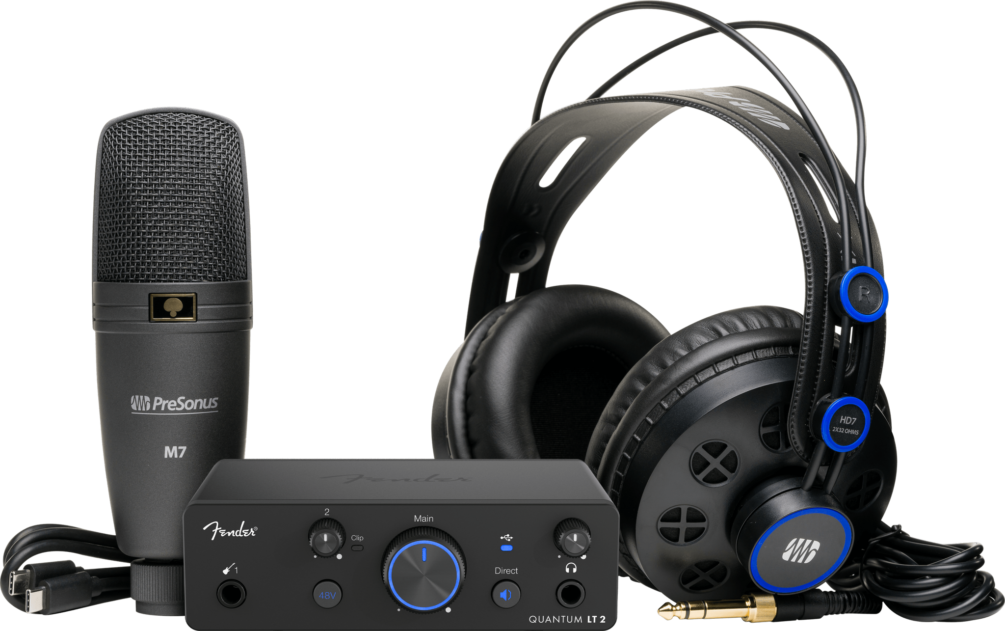 FENDER 2777900201 Quantum Creator Studio Recording Bundle ( Quantum LT2 Interface, M7 Microphone, HD7 Headphones, & Fender Studio Pro Software)