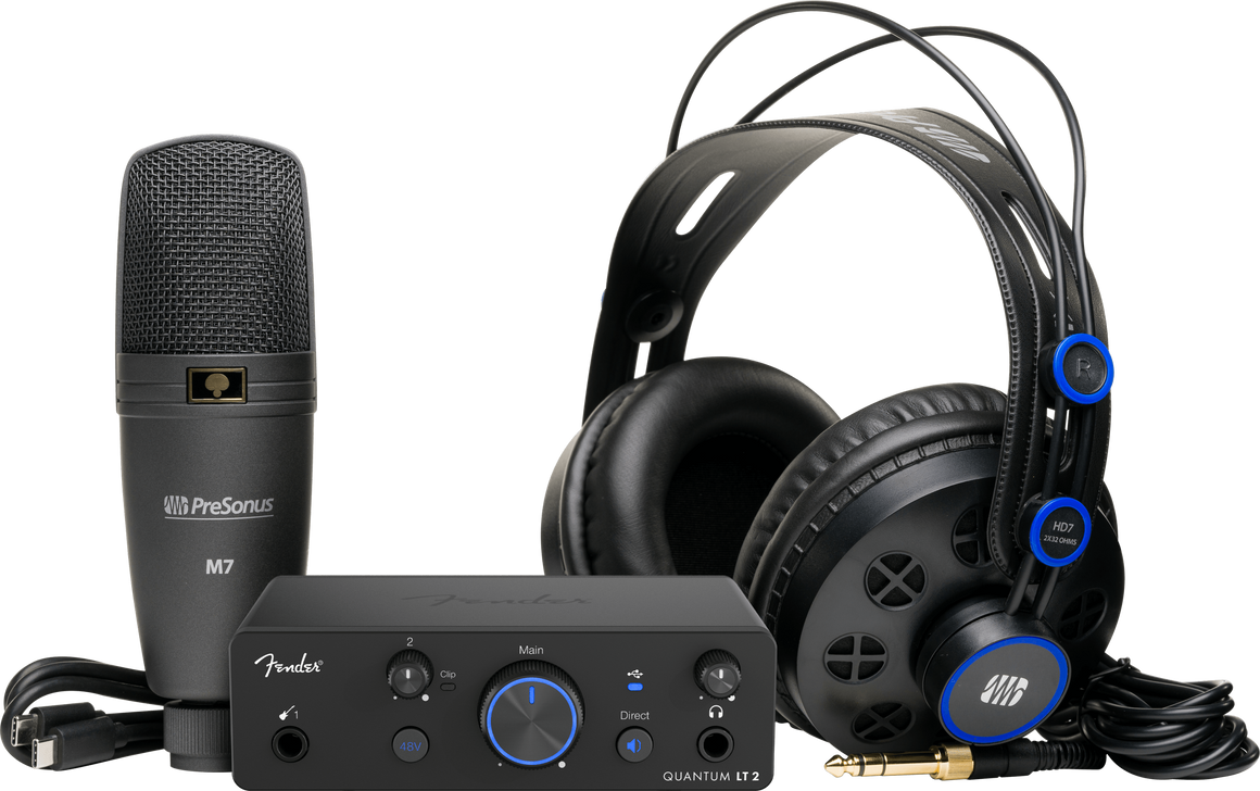 FENDER 2777900201 Quantum Creator Studio Recording Bundle ( Quantum LT2 Interface, M7 Microphone, HD7 Headphones, & Fender Studio Pro Software)