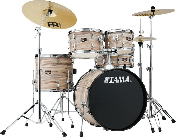 TAMA IE52CNZW 5 Piece Imperialstar Complete Drum Set (Natural Zebrawood Wrap)