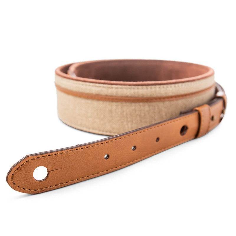 Taylor 420325 Vegan Leather Strap, Tan w/Natural Textile,2.5, Embossed Logo - Ray's Midbell Music