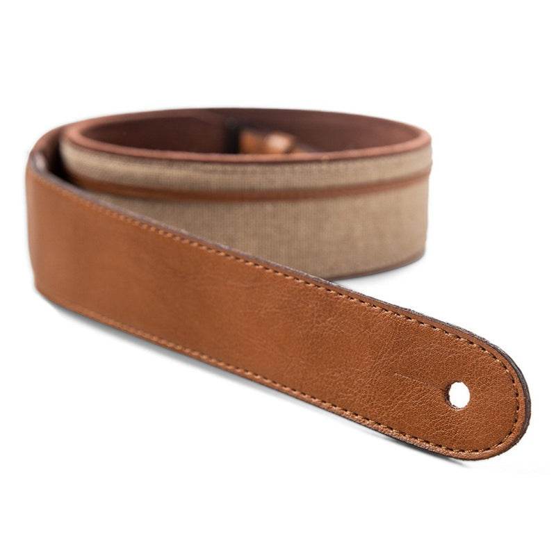Taylor 420325 Vegan Leather Strap, Tan w/Natural Textile,2.5, Embossed Logo - Ray's Midbell Music