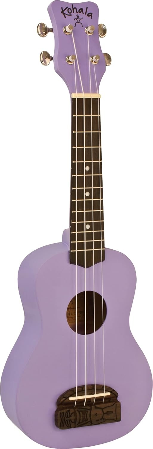 Kohala KTSPU Tiki Series Purple Soprano Ukulele, Metal Tuners, Tiki Bridge
