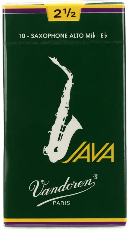 VANDOREN SR2625 #2.5 Java Alto Saxophone Reeds, Box of 10