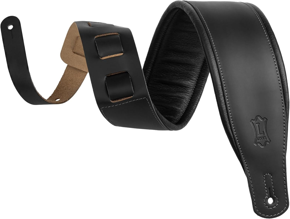 Levy's M26PDBLKMAT 3" Matte Black Guitar Strap