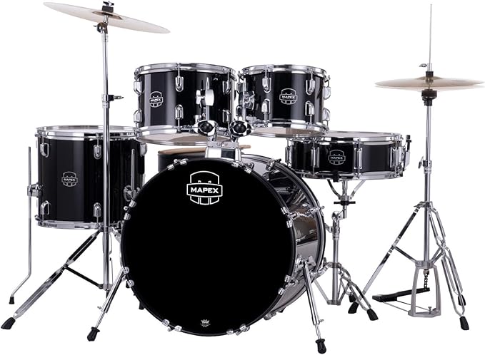 Mapex CM5294FTCDK Comet 5 Piece Complete Drum Set w/ 22" Bass (Dark Black)