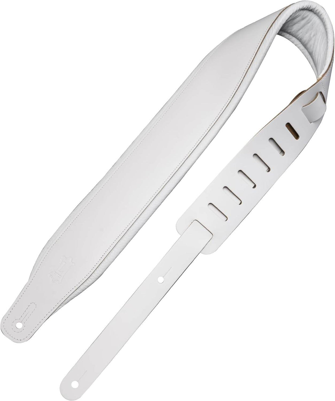 LEVYS M26PDWHTWHT 3'' Top Grain Leather Guitar Straps - White - Ray's Midbell Music
