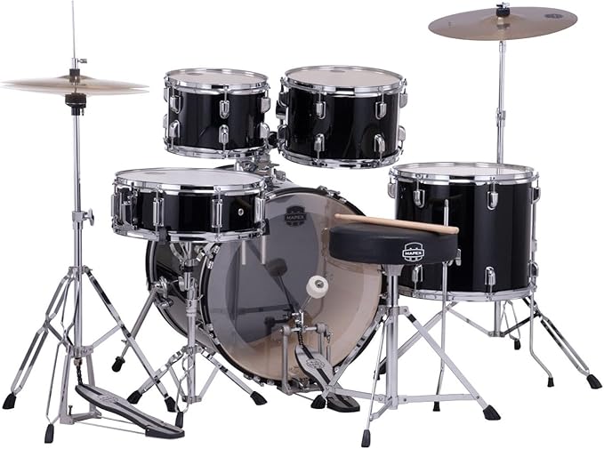 Mapex CM5294FTCDK Comet 5 Piece Complete Drum Set w/ 22" Bass (Dark Black)