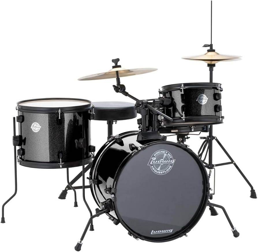 LUDWIG LC178X016 4-Piece All-in-One Pocket Kit (Black Sparkle) - Ray's Midbell Music
