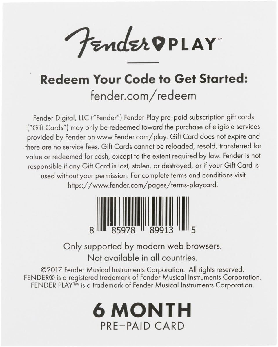 FENDER 6206700001 Fender Play 6 Month Subscription Prepaid Card