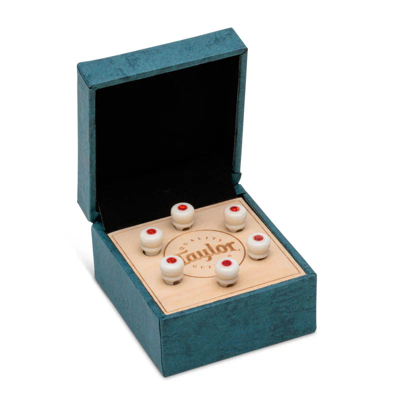 TAYLOR 72604 White Bone w/ Red Opal Bridge Pin Set, 5" Taper