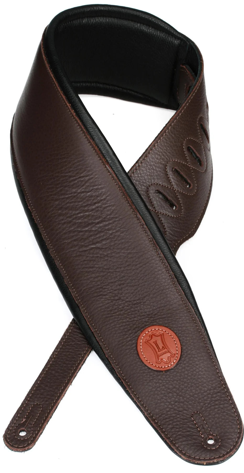 LEVYS MSS24DBR 4 1/2" Wide Brown Garment Leather Bass Strap
