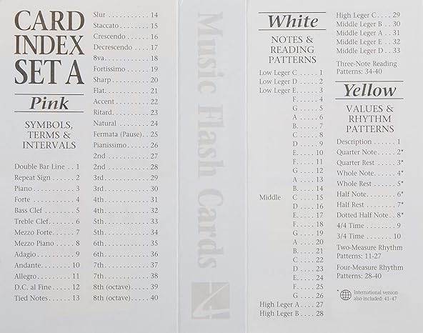 HAL LEONARD HL00296034 Music Flash Cards - Set A - Ray's Midbell Music
